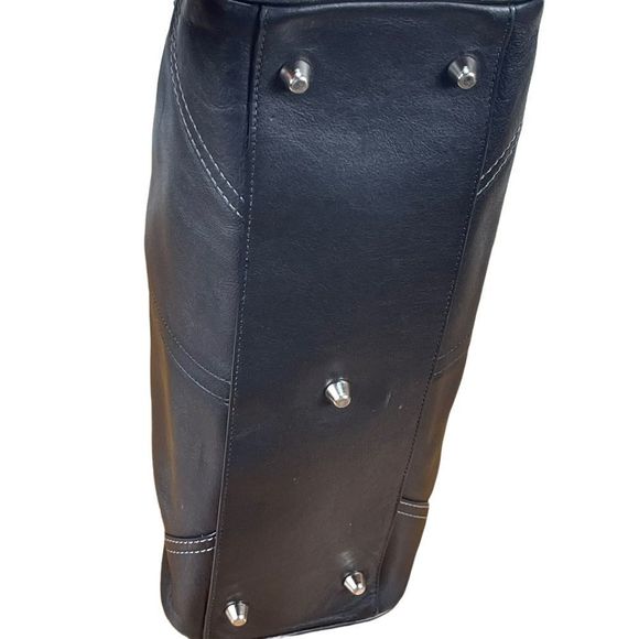 Coach Carryall Hampton Large Tassel Black Leather Satchel Hand Bag Classic Tote - Picture 5 of 10